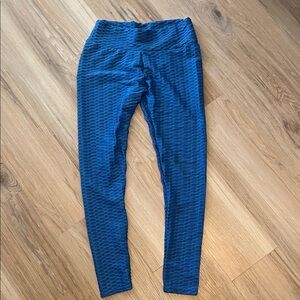 Blue Textured Leggings